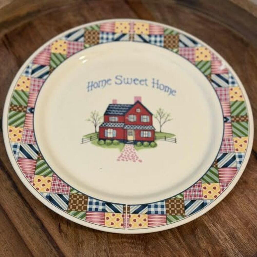 Home Sweet Home Patchwork Border Decorative Plate